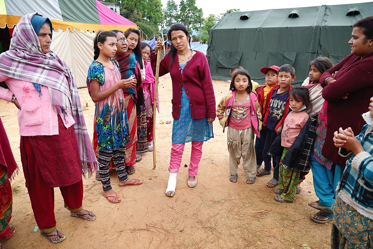 Search and rescue team members reach residents in earthquake-hit Chautara, Nepal.